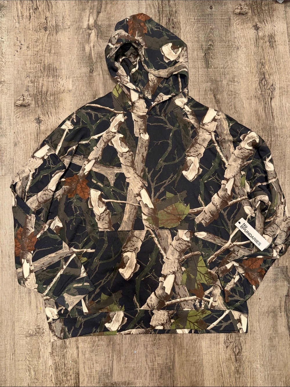 No Boundaries Men's Camouflage Hoodie in Black, Brown, Green
